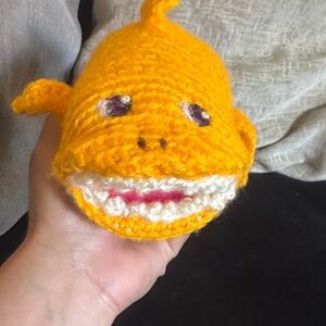 Handmade Yellow Fish Plush Toy - Soft Crochet Toy